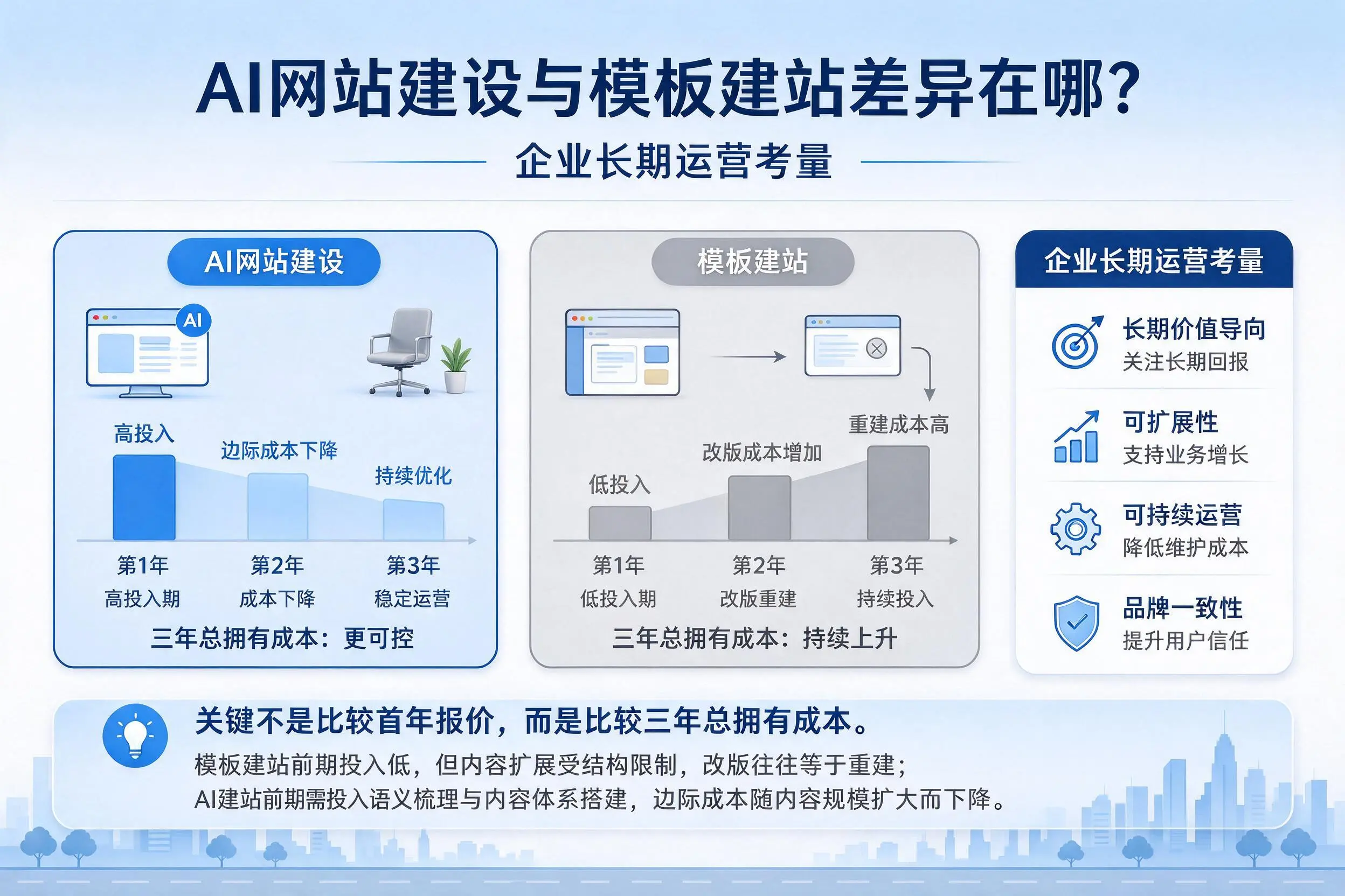 AI网站建设与模板建站差异在哪?长沙企业长期运营考量